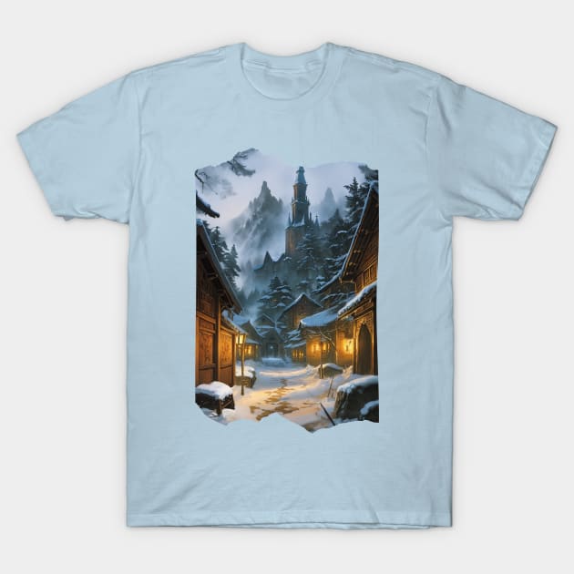 Village of Barovia in Wintertime T-Shirt by CursedContent